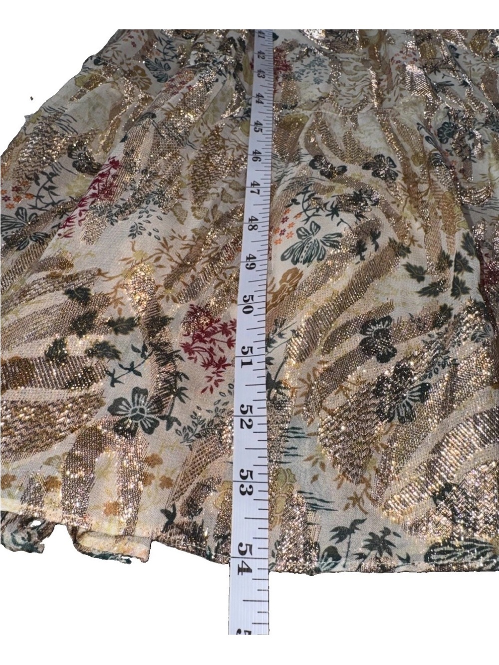 Daniel Rainn Eileen Sleeveless Maxi Dress Gold Floral Lurex Smocked Waist S - Picture 9 of 16